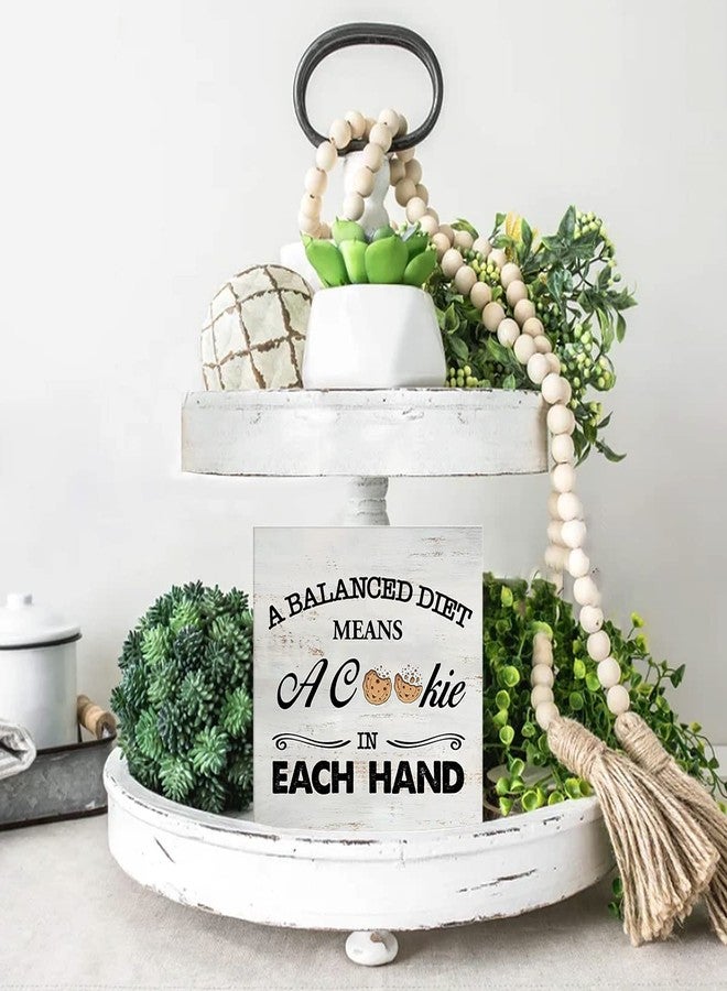 MAVOTEN Rustic a Balanced Diet Means a Cookie in Each Hand Wood Box Sign Funny Kitchen Wooden Box Sign Farmhouse Home Kitchen Desk Shelf Decor (5 X 5 Inch) - Image 4